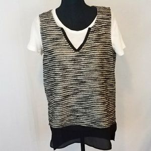 Sanctuary Sleeveless Top. Sheer Trim Hem. …